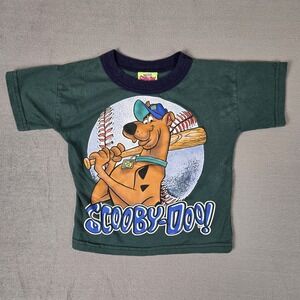Vintage Y2K‎ Scooby-Doo Shirt Youth Small Green Cartoon Network Baseball Sports